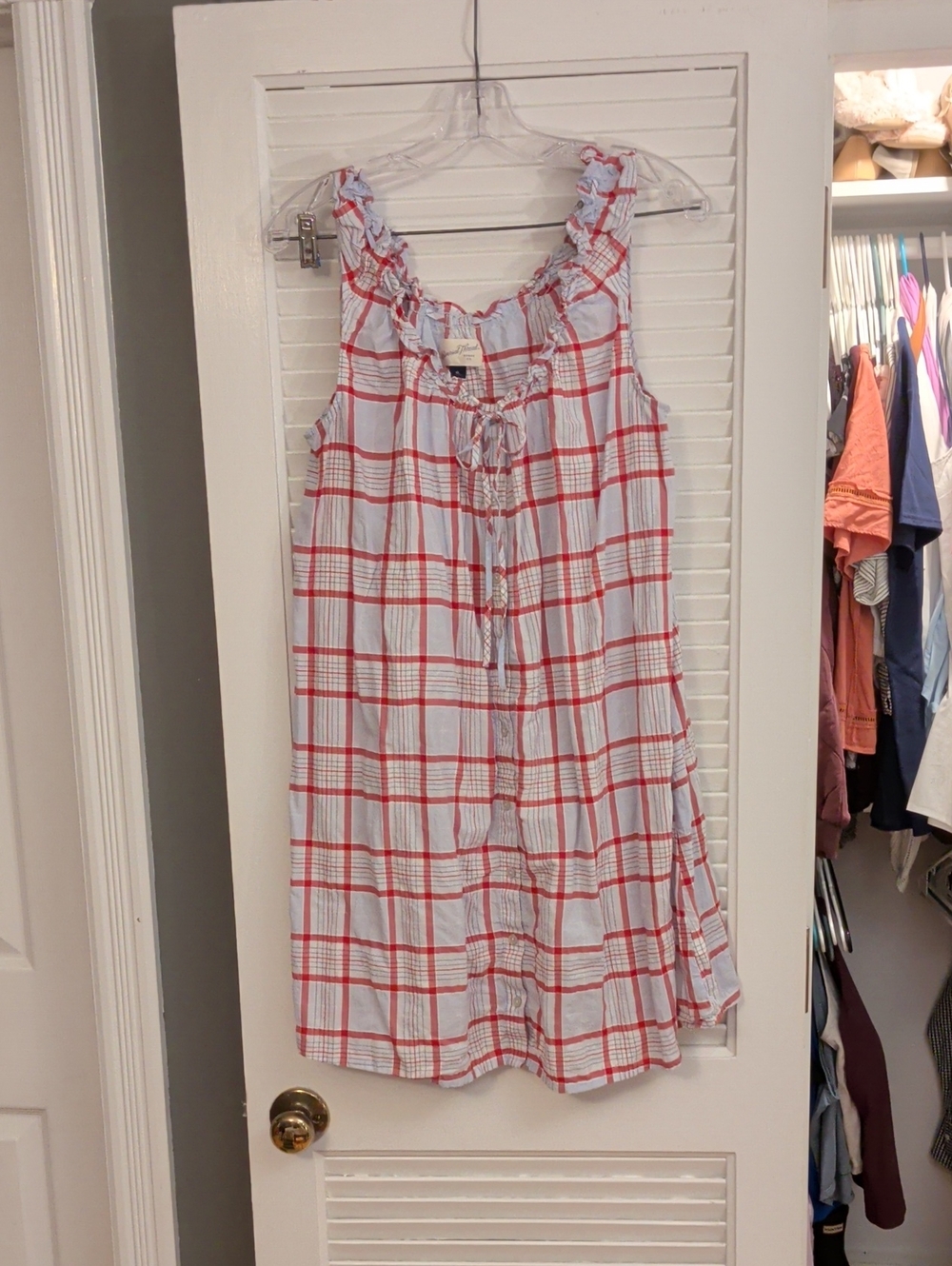 Universal Thread Red, Blue, & White Plaid Sleeveless Midi Dress